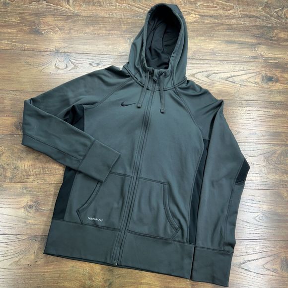 Nike Women's Size S THERMA-FIT Dark Gray‎ Zip Up Hoodie Sweater Jacket Coat - Picture 1 of 7